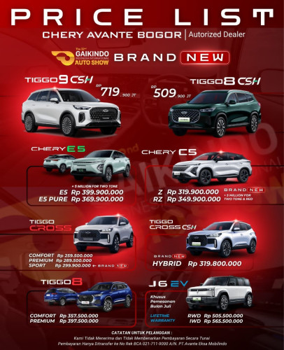 Pricelist Harga Chery cikarangtimur 2025